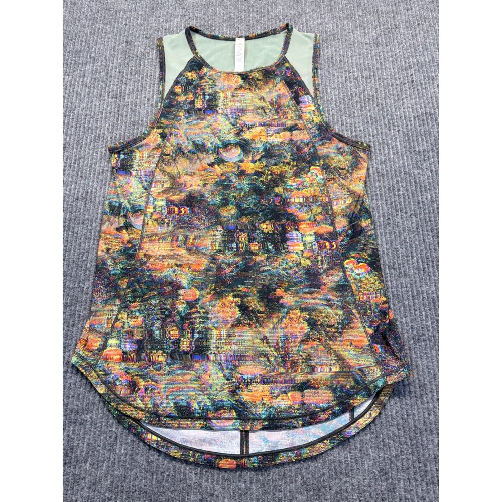 Lululemon Sculpt Tank Top Womens 4 Multicolor Glitch Print Mesh Back Running